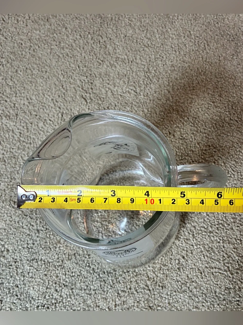 B C Comics Johnny Hart Grog 64 OZ Pitcher Dimpled Bottom Clear Glass 1970s
